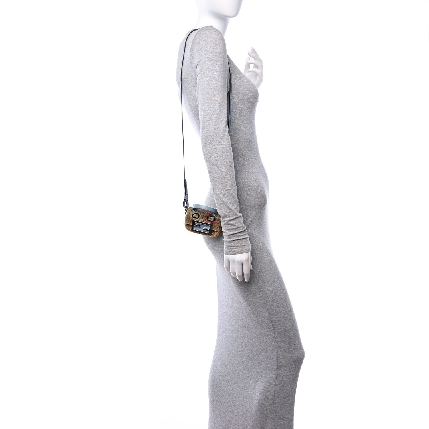 Fendi Perline Glass Karung Beaded Nano Maxi Buckle Baguette Charm Multicolor Azzurro Glicine 2 of 11