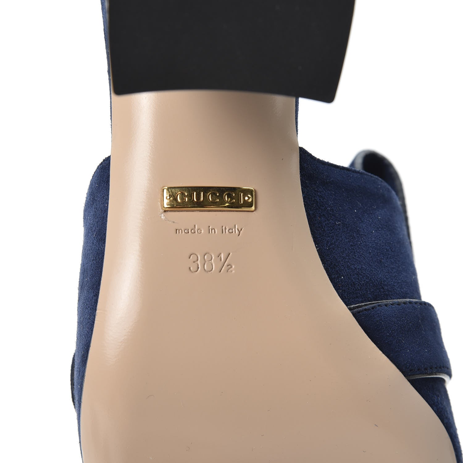 Gucci Kid Scamosciato GG Marmont Fringe 75mm Slide Sandals 38.5 Blue Ink 9 of 10