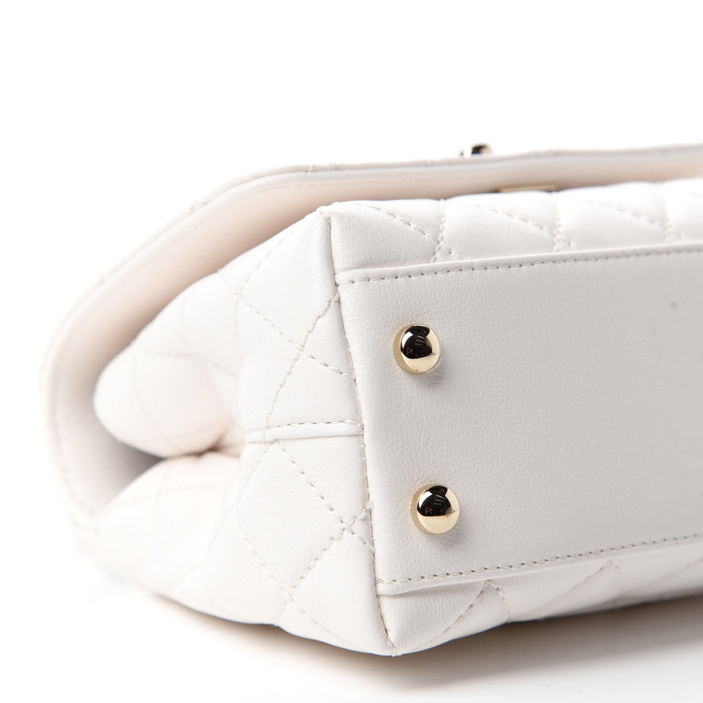 Goatskin Quilted Extra Mini Rainbow Coco Handle Flap White
