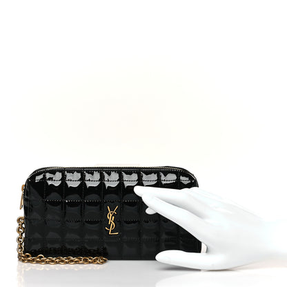 Saint Laurent Vinyl Carre Quilted Cassandre Wristlet Pouch Black 2 of 10