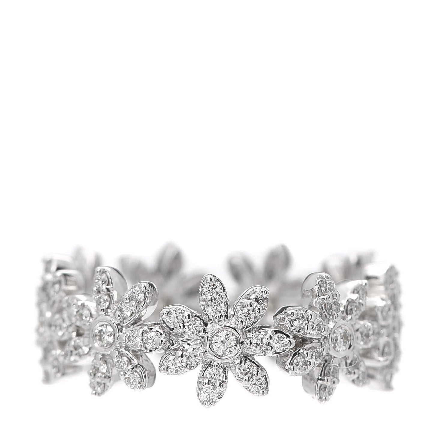 18K White Gold Diamond Metro Daisy Band Ring 49 5