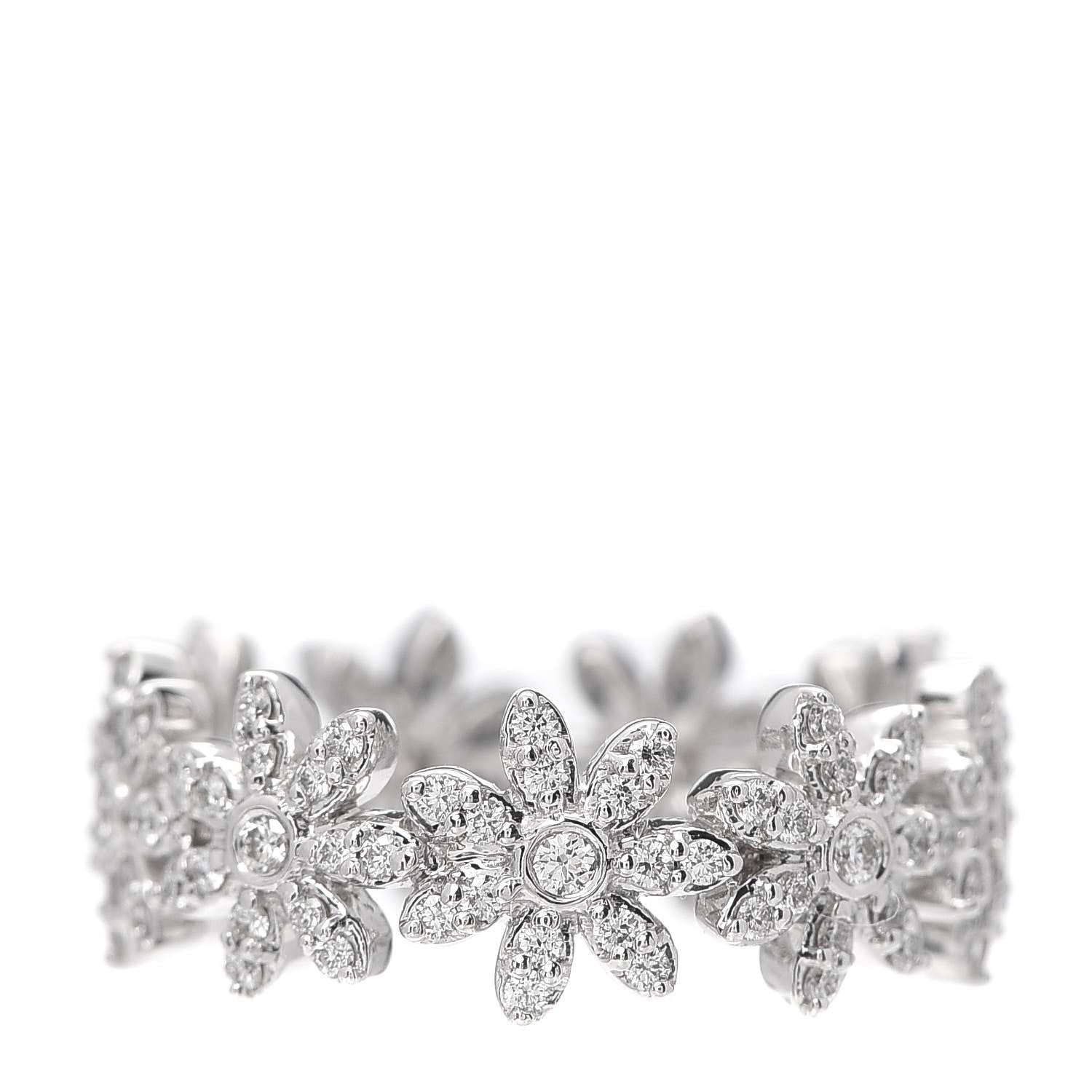 Tiffany 18K White Gold Diamond Metro Daisy Band Ring 49 5 1 of 6