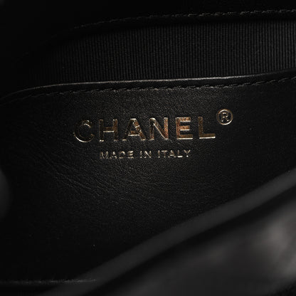 Chanel Shiny Lambskin Quilted Double Pocket Backpack Black 6 of 11
