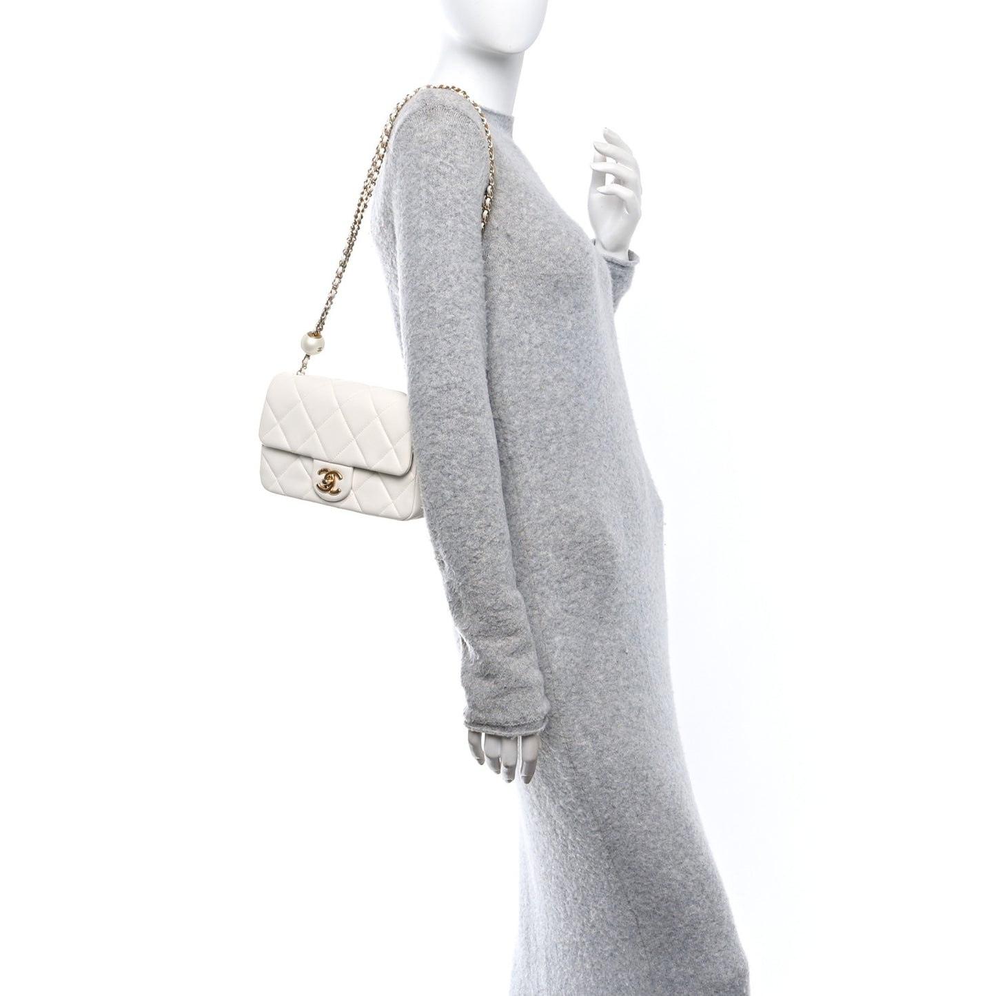 Lambskin Quilted Pearl Small Flap White