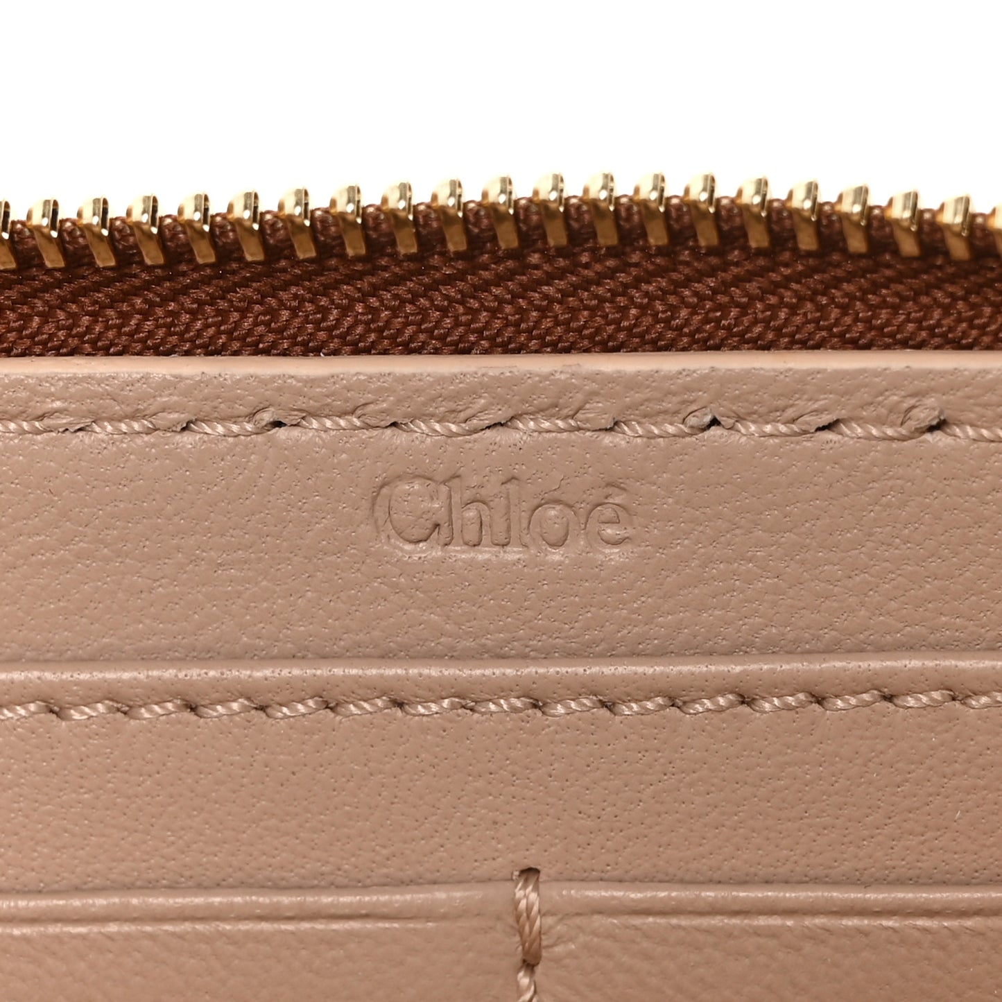 Grained Calfskin Marcie Long Zip Around Wallet Tan