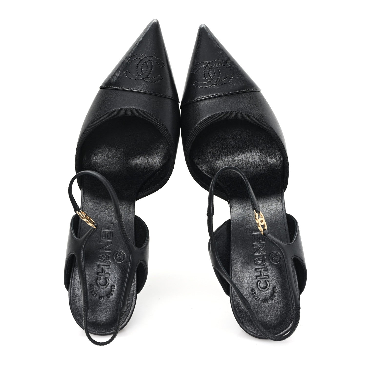 CHANEL パンプス Chanel Iridescent Lambskin Pointed Cap Toe CC Slingback Pumps 41