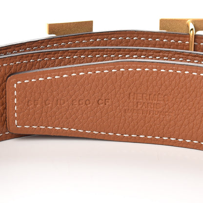 Hermes Box Togo 32mm Guilloche H Belt 85 Black Gold 4 of 6