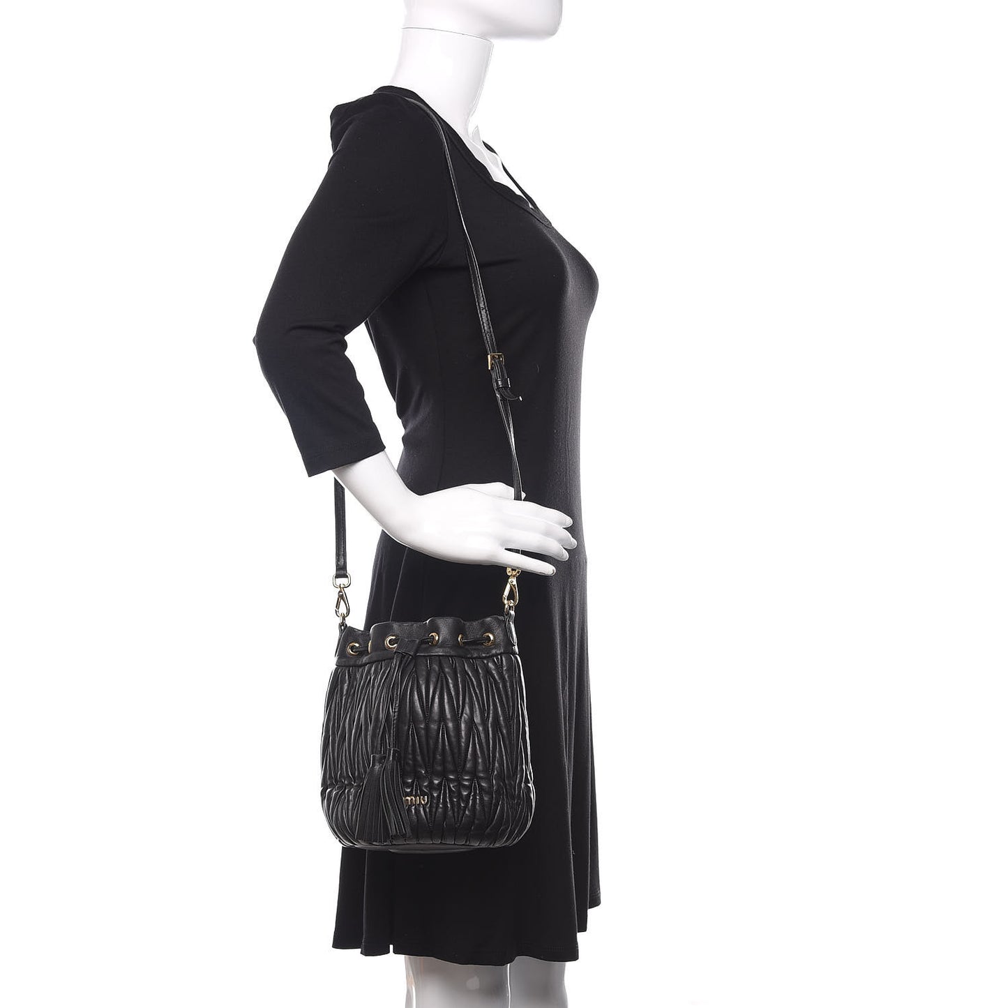 Nappa Matelasse Bucket Bag Black