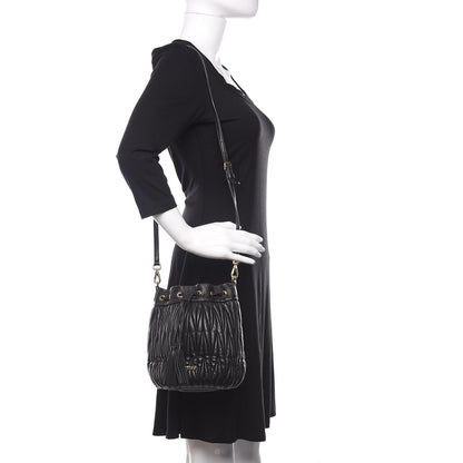 Miu Miu Nappa Matelasse Bucket Bag Black 2 of 10