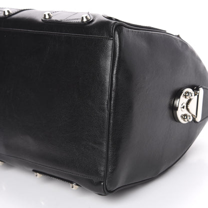 Versace Crocodile Embossed Calfskin Studded DV Satchel Black 10 of 10