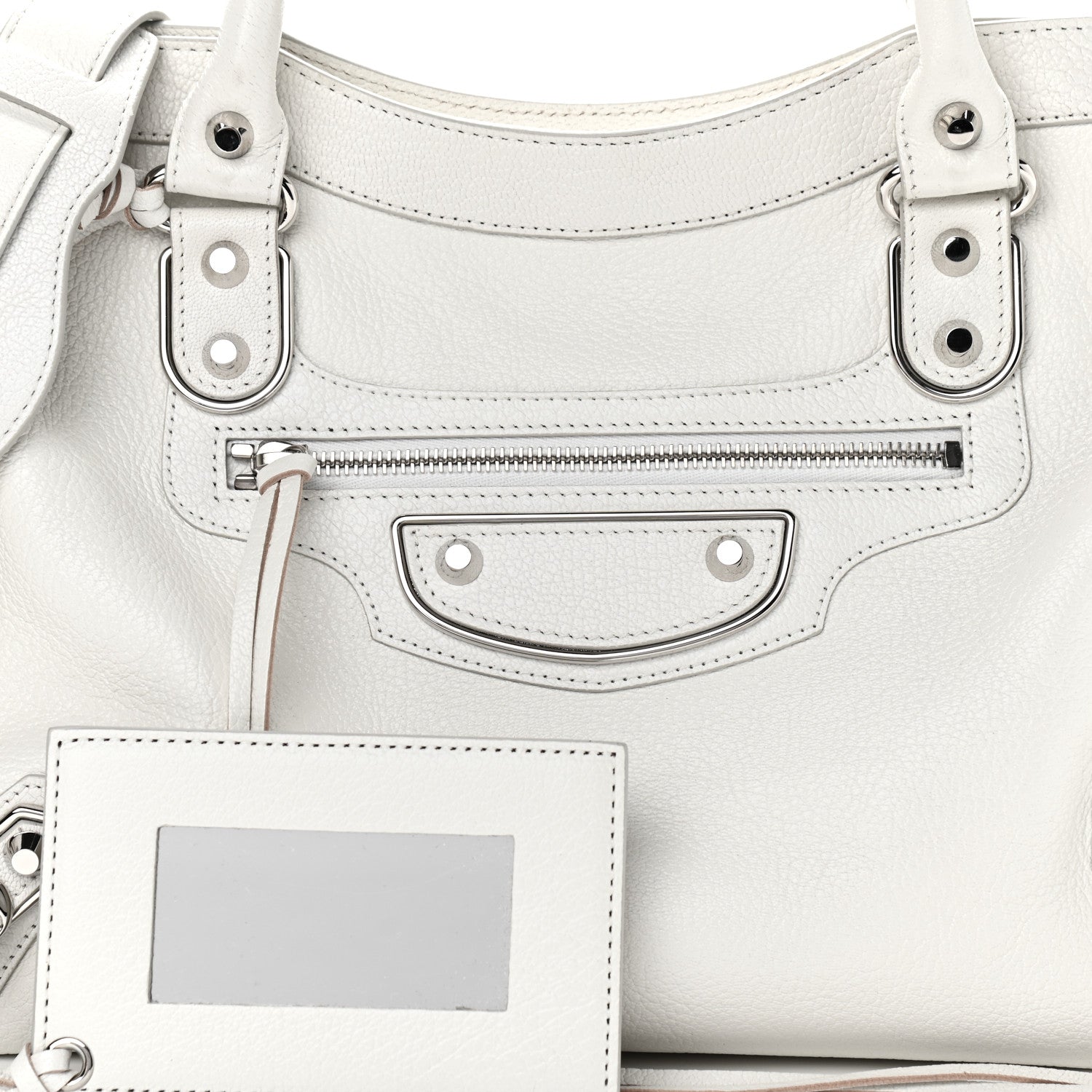 Balenciaga Chevre Silver Metallic Edge Hardware City White 7 of 17