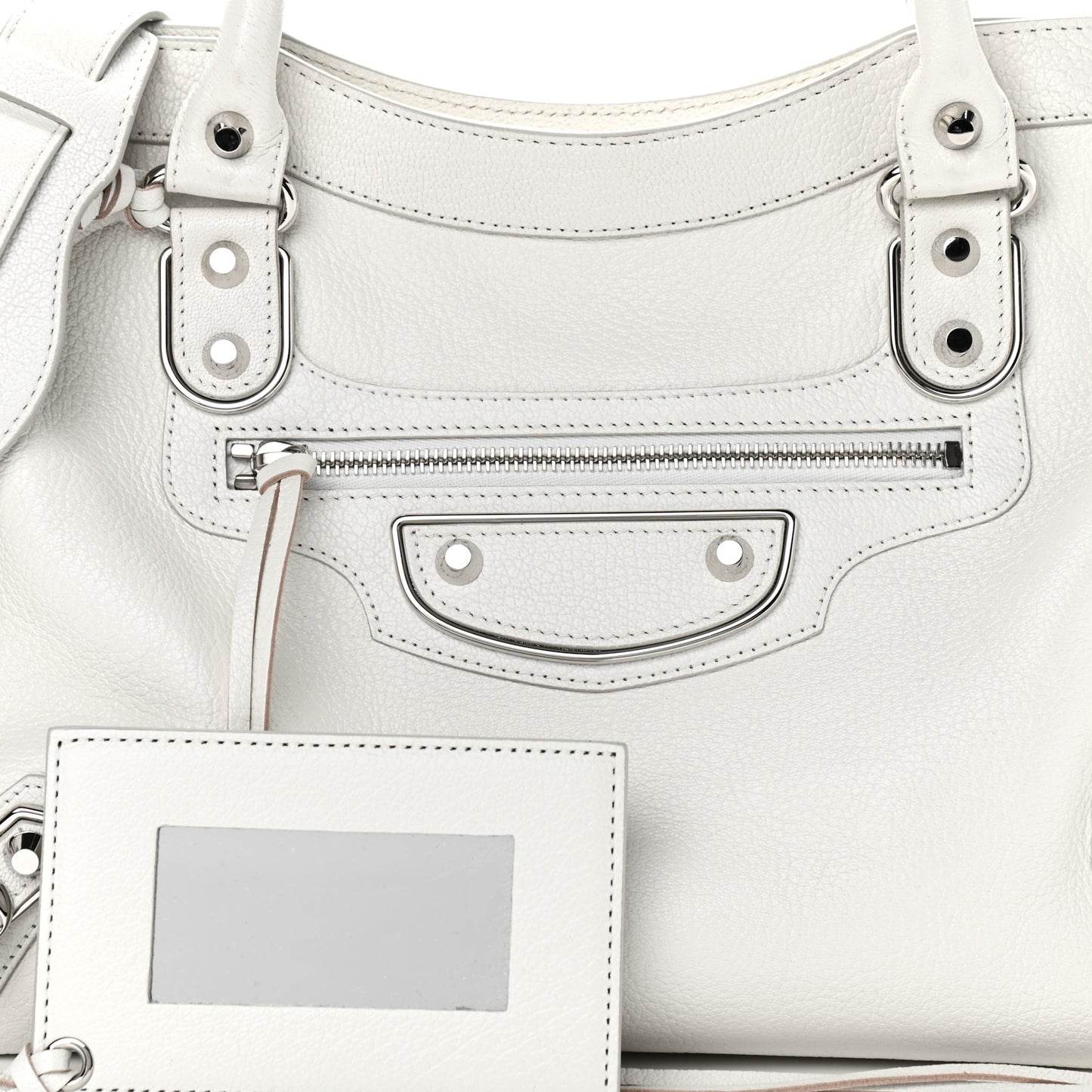 Chevre Silver Metallic Edge Hardware City White