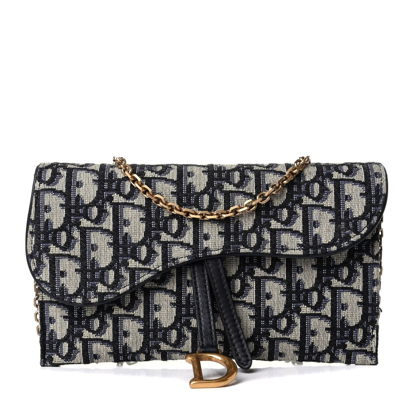 Oblique Saddle Chain Long Wallet Blue