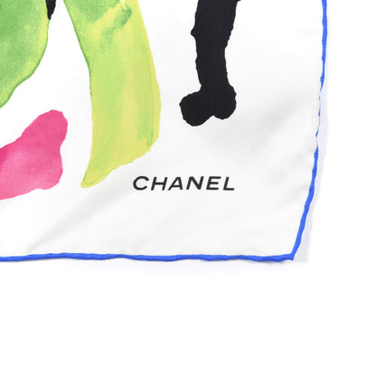 Chanel Silk Camellia Square Scarf Dark White 3 of 3