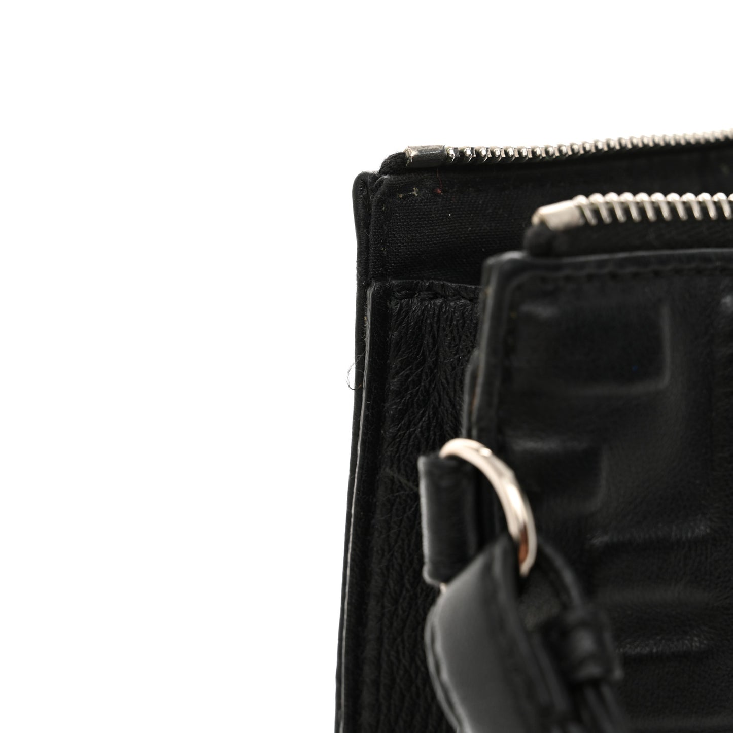 Vitello Grace FF 1974 Embossed Flat Pouch Black