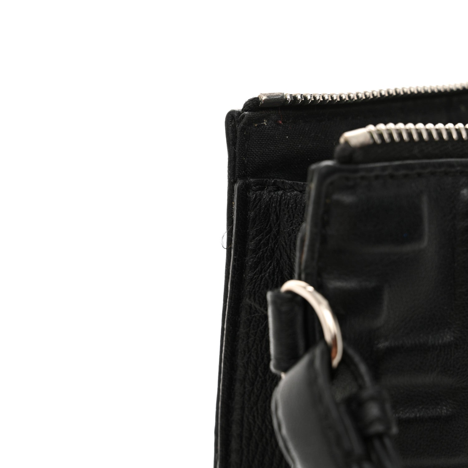 Fendi Vitello Grace FF 1974 Embossed Flat Pouch Black 11 of 12
