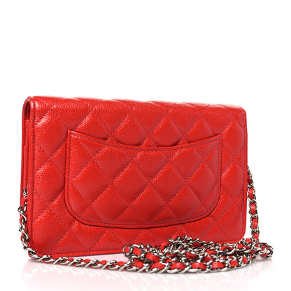 Chanel Caviar Quilted Wallet on Chain WOC Red 3 of 10