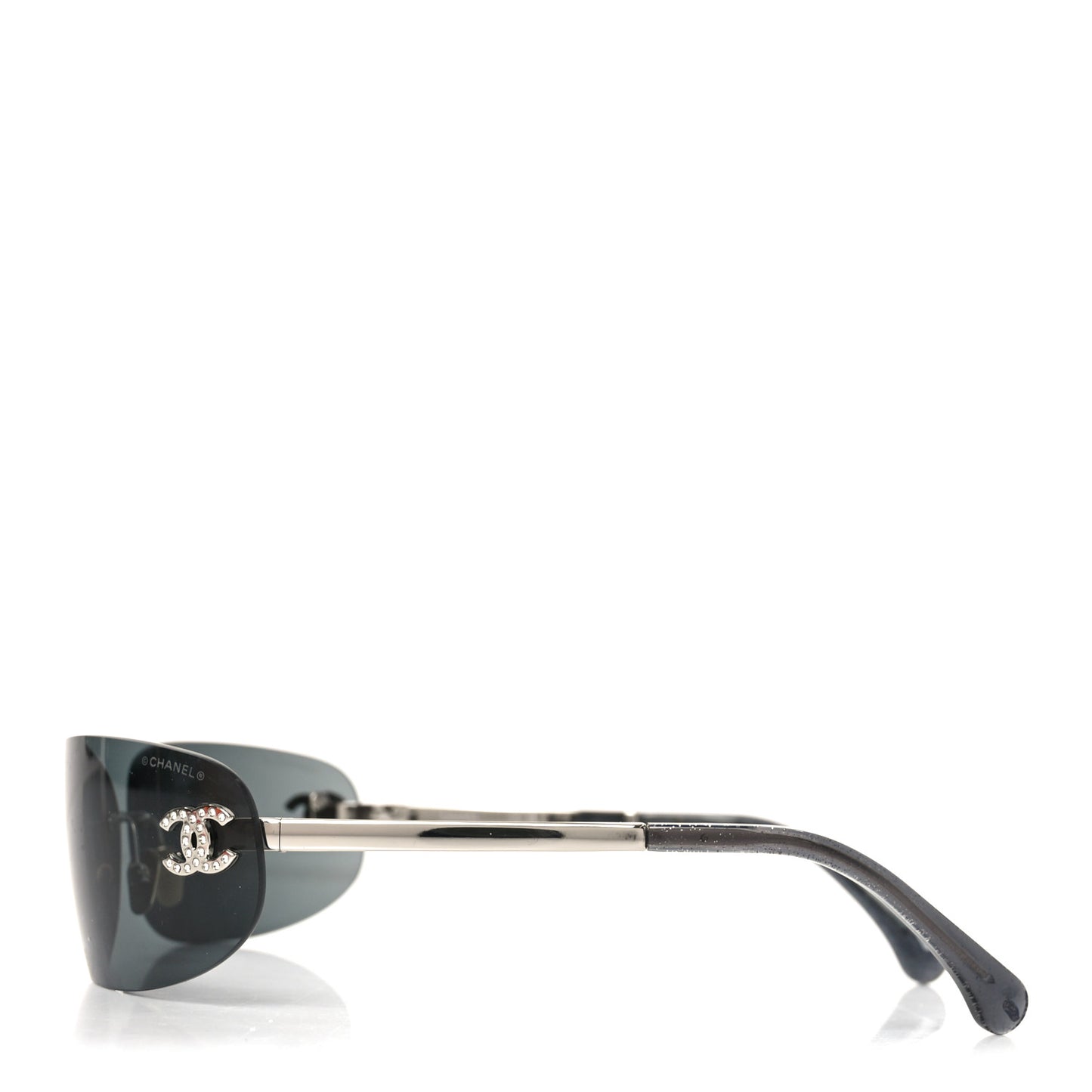 Metal Crystal CC Oval Sunglasses 71560 Black