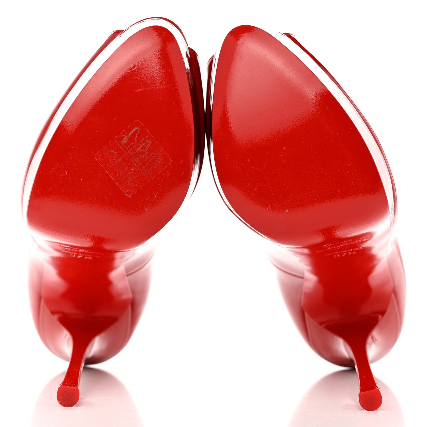 Christian Louboutin Patent Loubitag Fetish Peep 150 Pumps 37.5 Red 5 of 7