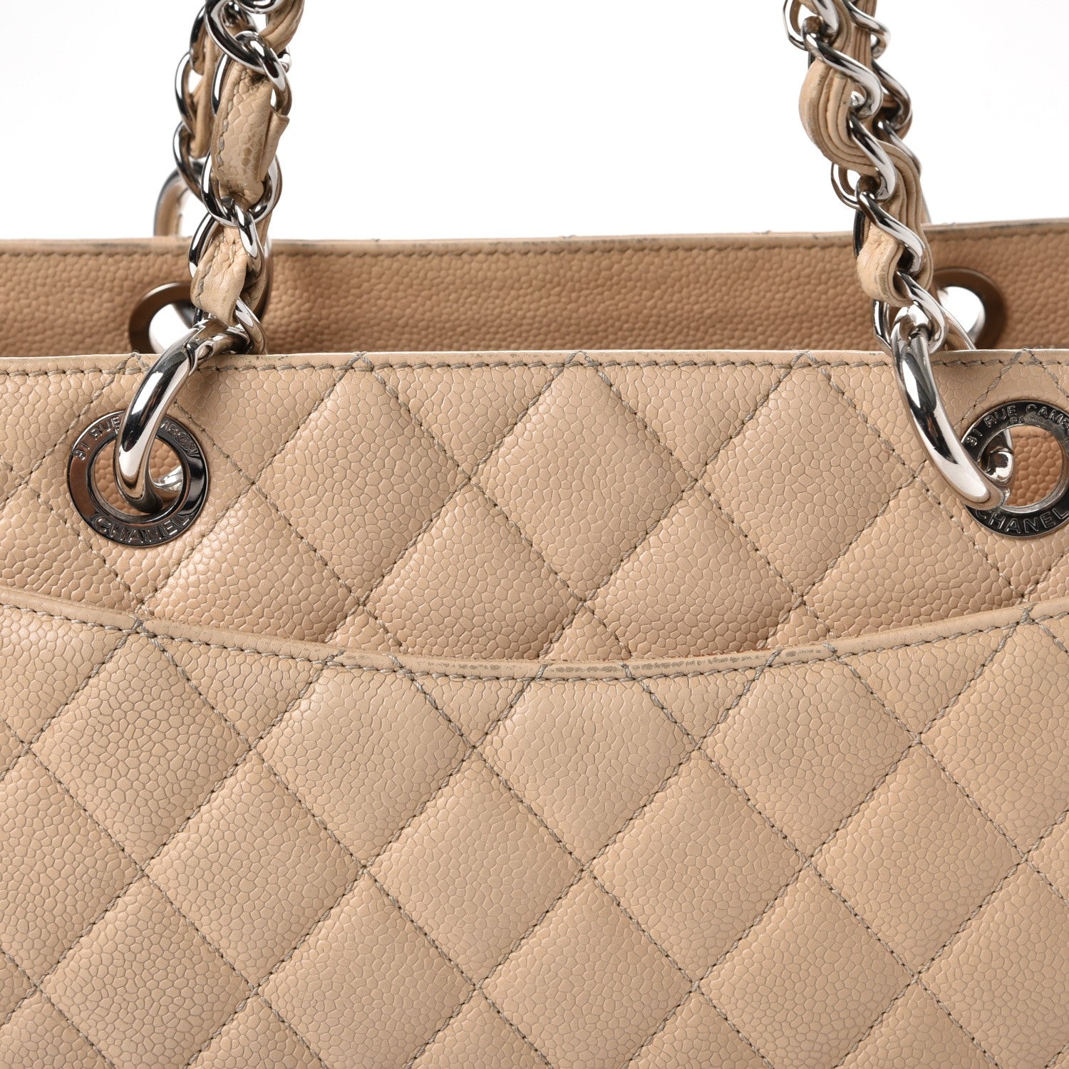 Chanel Caviar Quilted Grand Shopping Tote GST Beige Clair 15 of 33