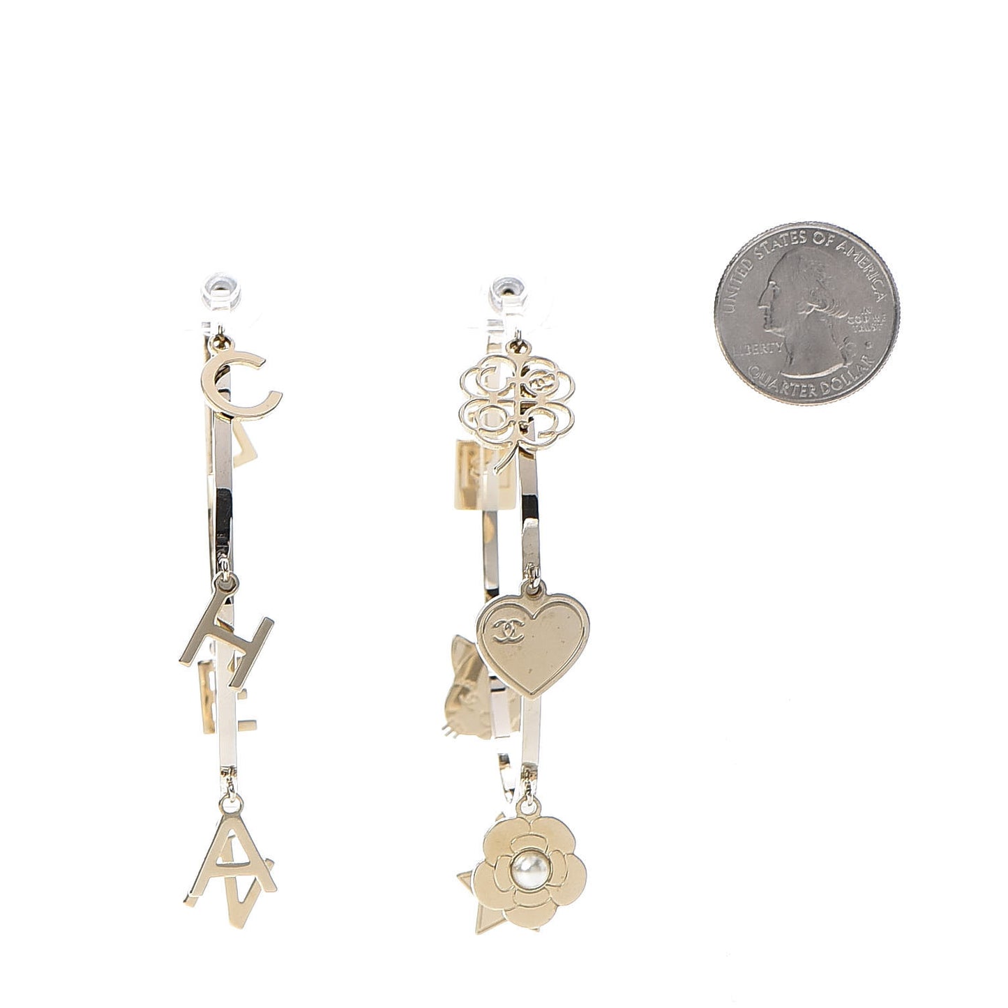 Logo Charms Hoop Earrings Light Gold