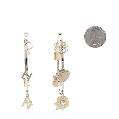 Chanel Logo Charms Hoop Earrings Light Gold 2 of 5