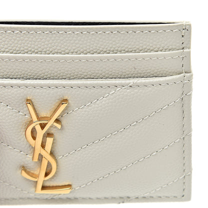 Saint Laurent Grain De Poudre Matelasse Chevron Card Case Crema Soft 8 of 10