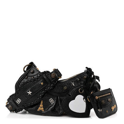Balenciaga Agneau Arena Pin Embellished Le Cagole Shoulder Bag XS Black 1 of 10