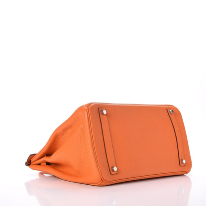 Hermes Taurillon Clemence Birkin 35 Orange 5 of 32
