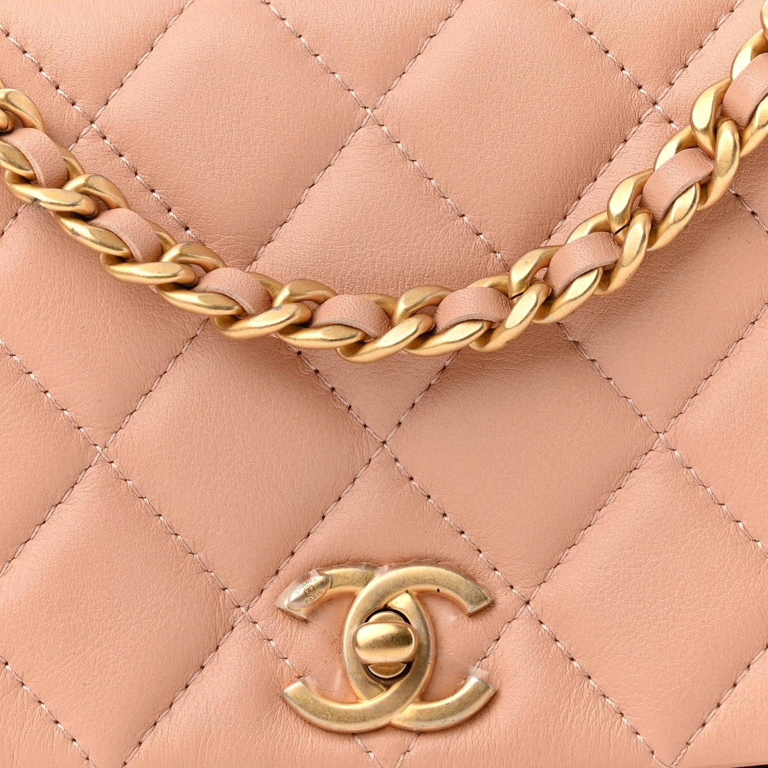 Chanel Calfskin Quilted Coco Mail Clutch With Chain Light Pink 9 of 12