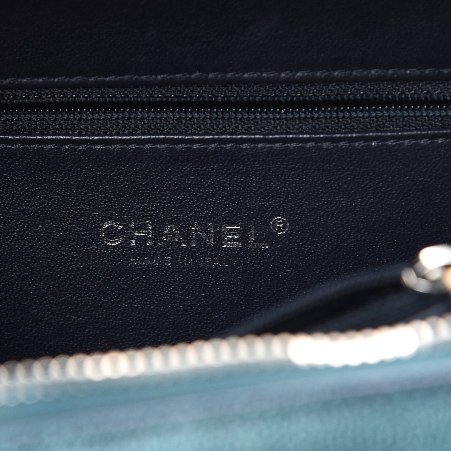 Chanel Iridescent Caviar Quilted Medium CC Filigree Vanity Case Dark Turquoise 5 of 10