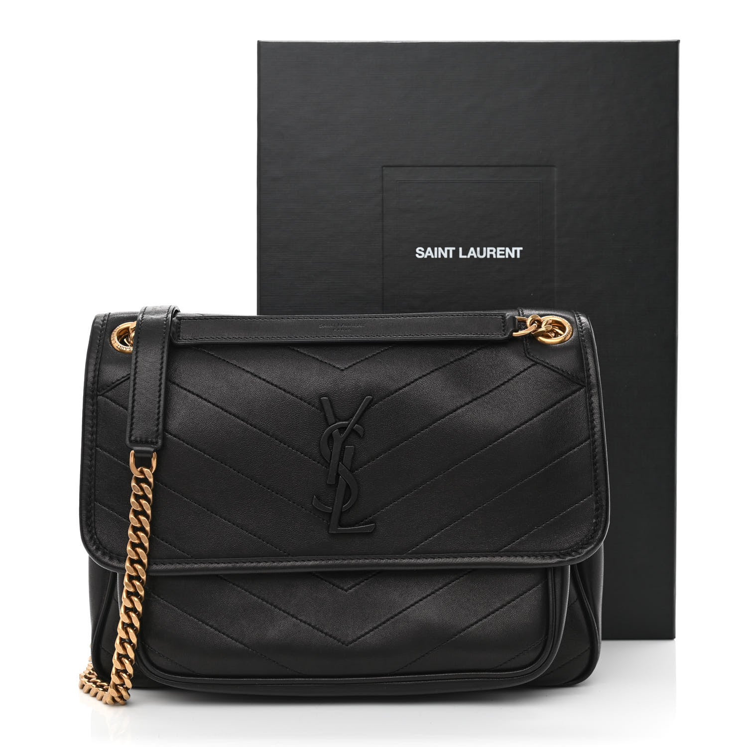 Saint Laurent Lambskin Matelasse Monogram Medium Niki Chain Satchel Black 11 of 11