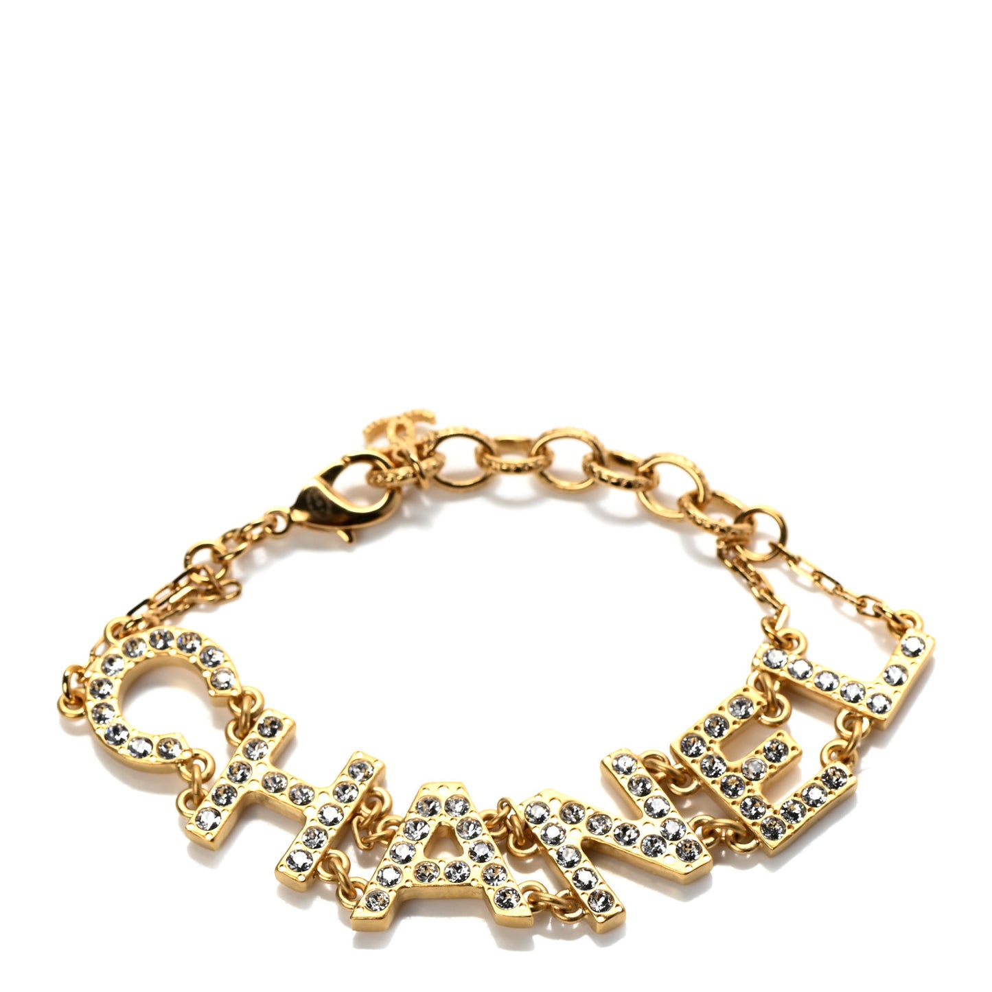 Metal Crystal 90's Icon Logo Bracelet Gold