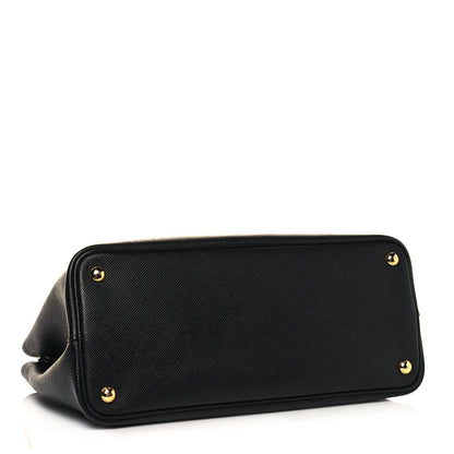 Prada Saffiano Cuir Small Double Bag Black Fuoco 4 of 13