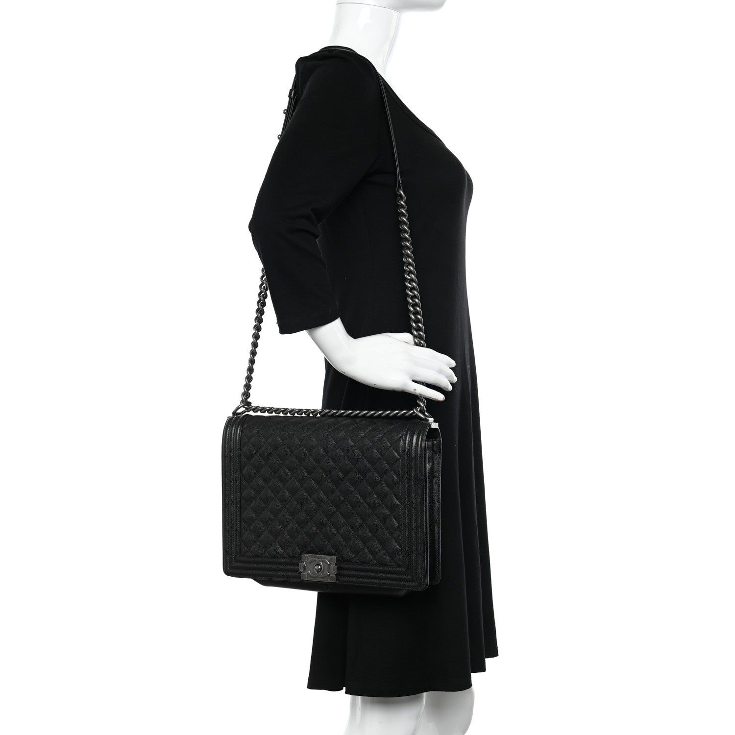 Chanel Caviar Quilted Large Boy Flap Black 2 of 14
