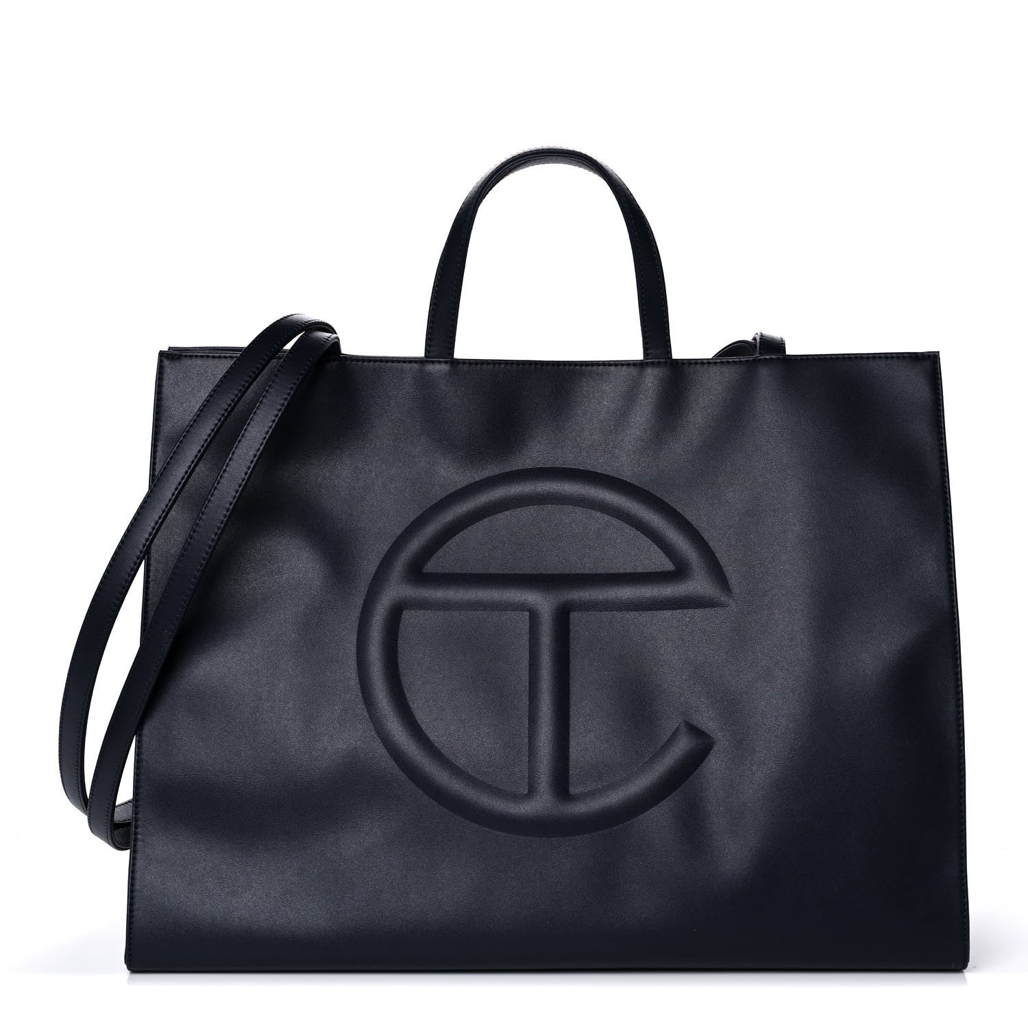 Telfar Vegan Leather Large Shopping Bag Navy 1 of 15