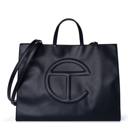 Telfar Vegan Leather Large Shopping Bag Navy 1 of 15