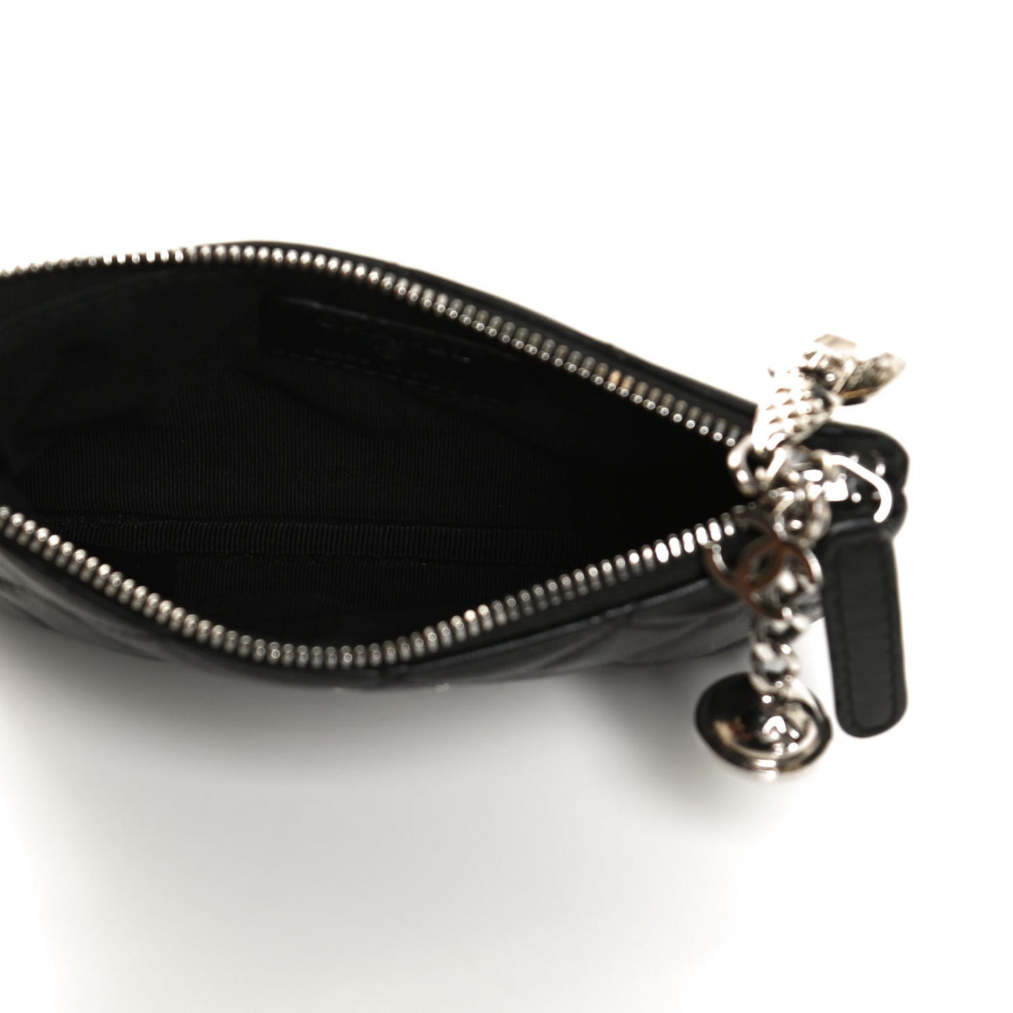 Lambskin Quilted Small Cosmo Cosmetic Case Black