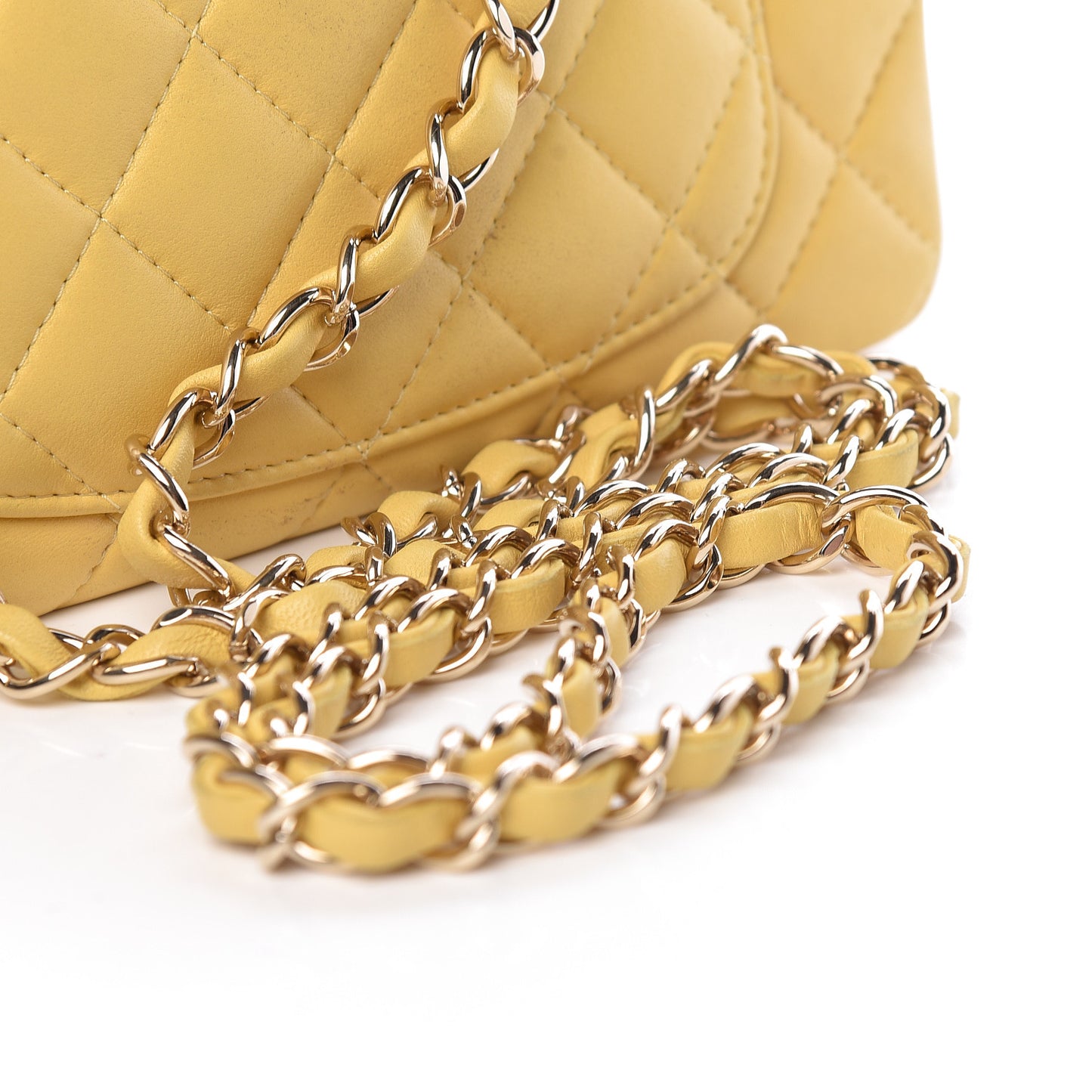 Lambskin Quilted Mini Rectangular Flap Yellow