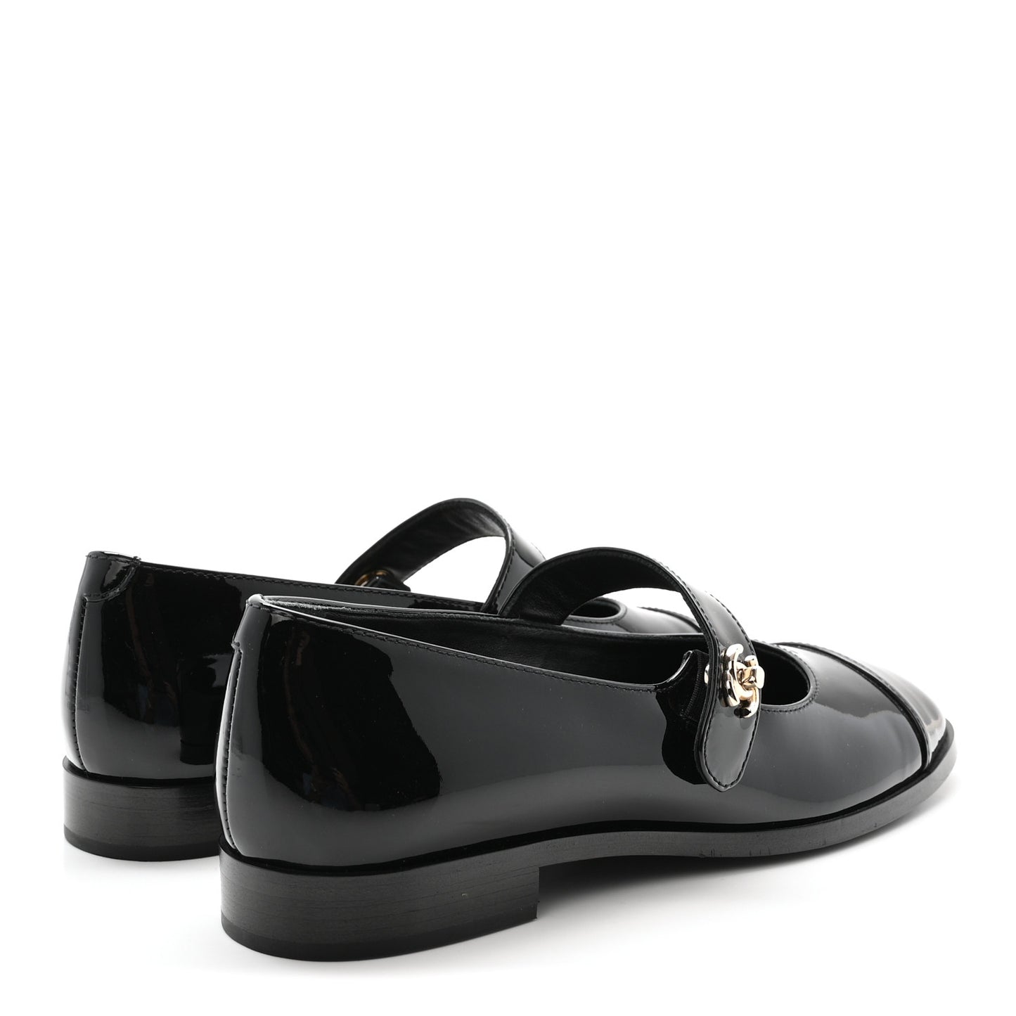 Patent Calfskin Mary Janes Flats 37.5 Black
