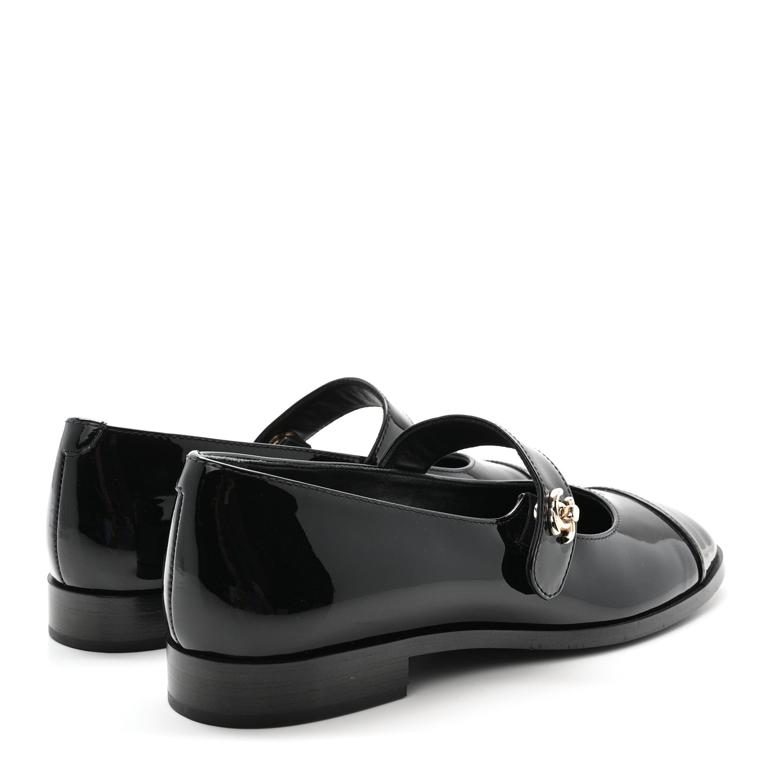 Chanel Patent Calfskin Mary Janes Flats 37.5 Black 5 of 10