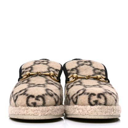 Gucci Covered Wool GG Monogram Womens Fria Horsebit Loafers 36 Beige Ebony Black Butterscotch 2 of 4