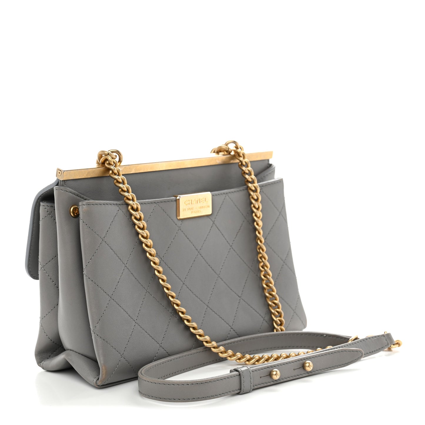 Lambskin Quilted Small Coco Lux Flap Grey