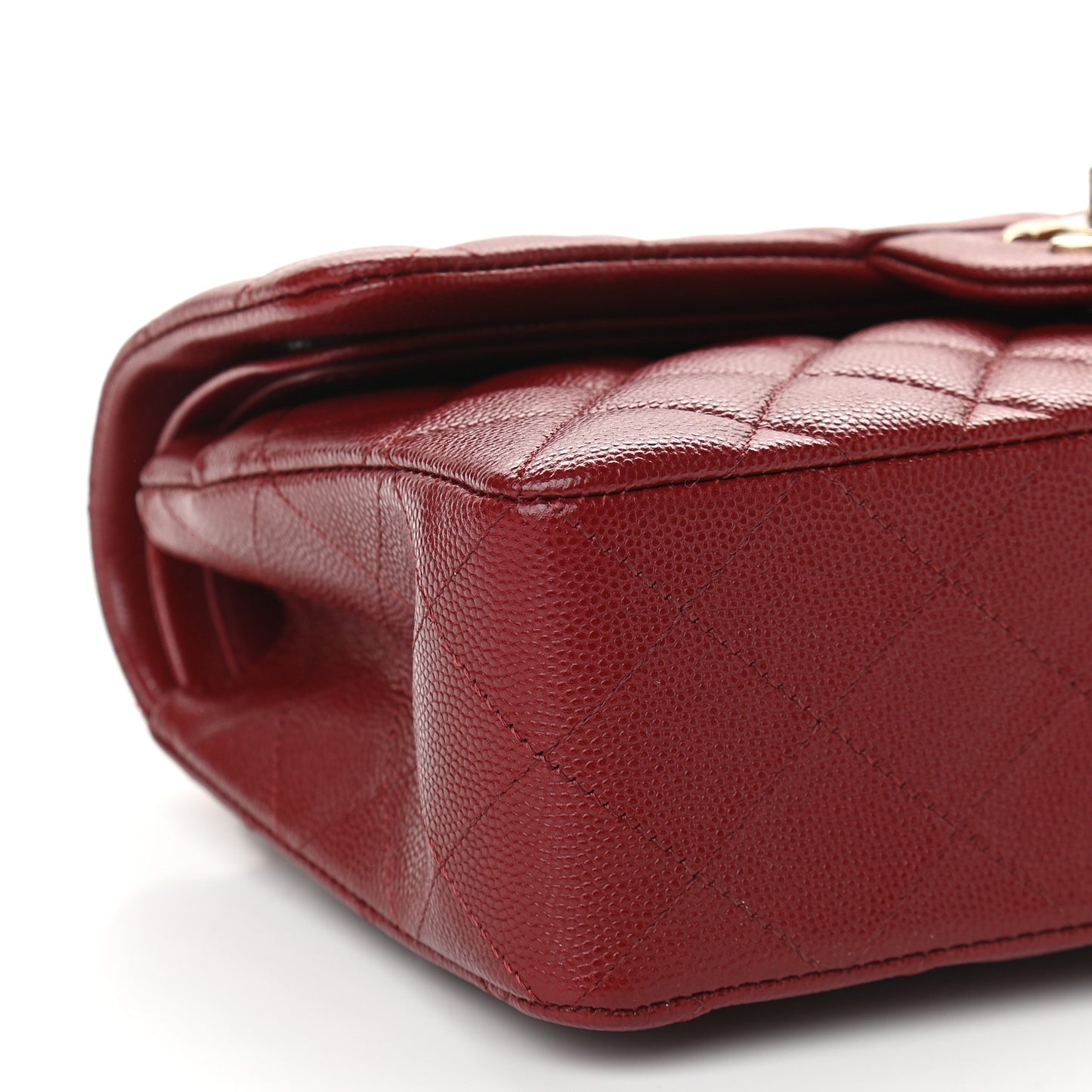 Caviar Quilted Small Double Flap Burgundy