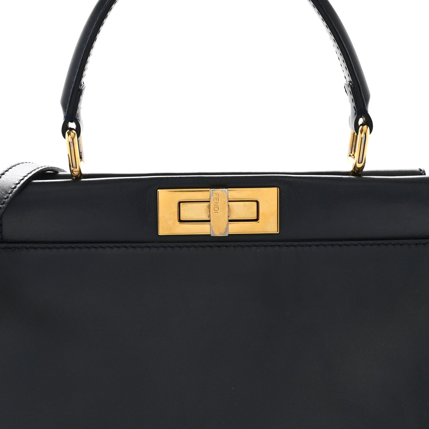 Fendi Vitello Morgan Shiny Nappa Medium Peekaboo Iconic Satchel Lavagna Lago 8 of 12
