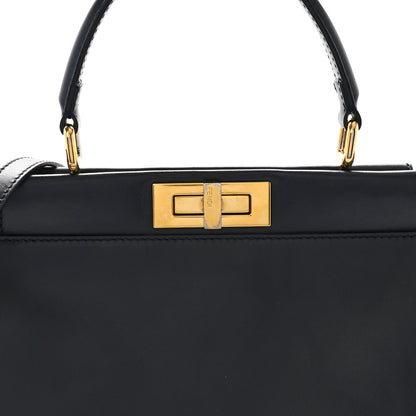 Fendi Vitello Morgan Shiny Nappa Medium Peekaboo Iconic Satchel Lavagna Lago 8 of 12