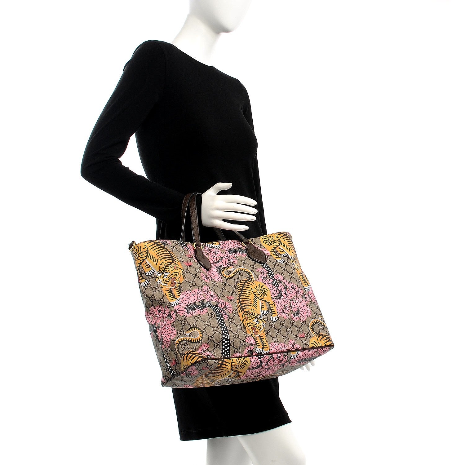 Gucci Soft GG Supreme Monogram Bengal Medium Crossbody Tote Beige Pink 2 of 9