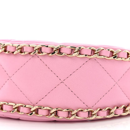 Chanel Lambskin Quilted Mini Chain Around Hobo Pink 10 of 11