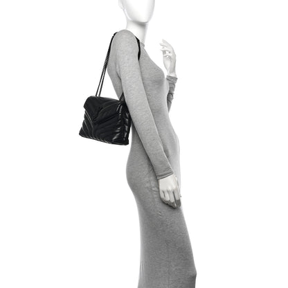 Saint Laurent Calfskin Y Quilted Monogram Monochrome Small Loulou Chain Satchel Black 2 of 9