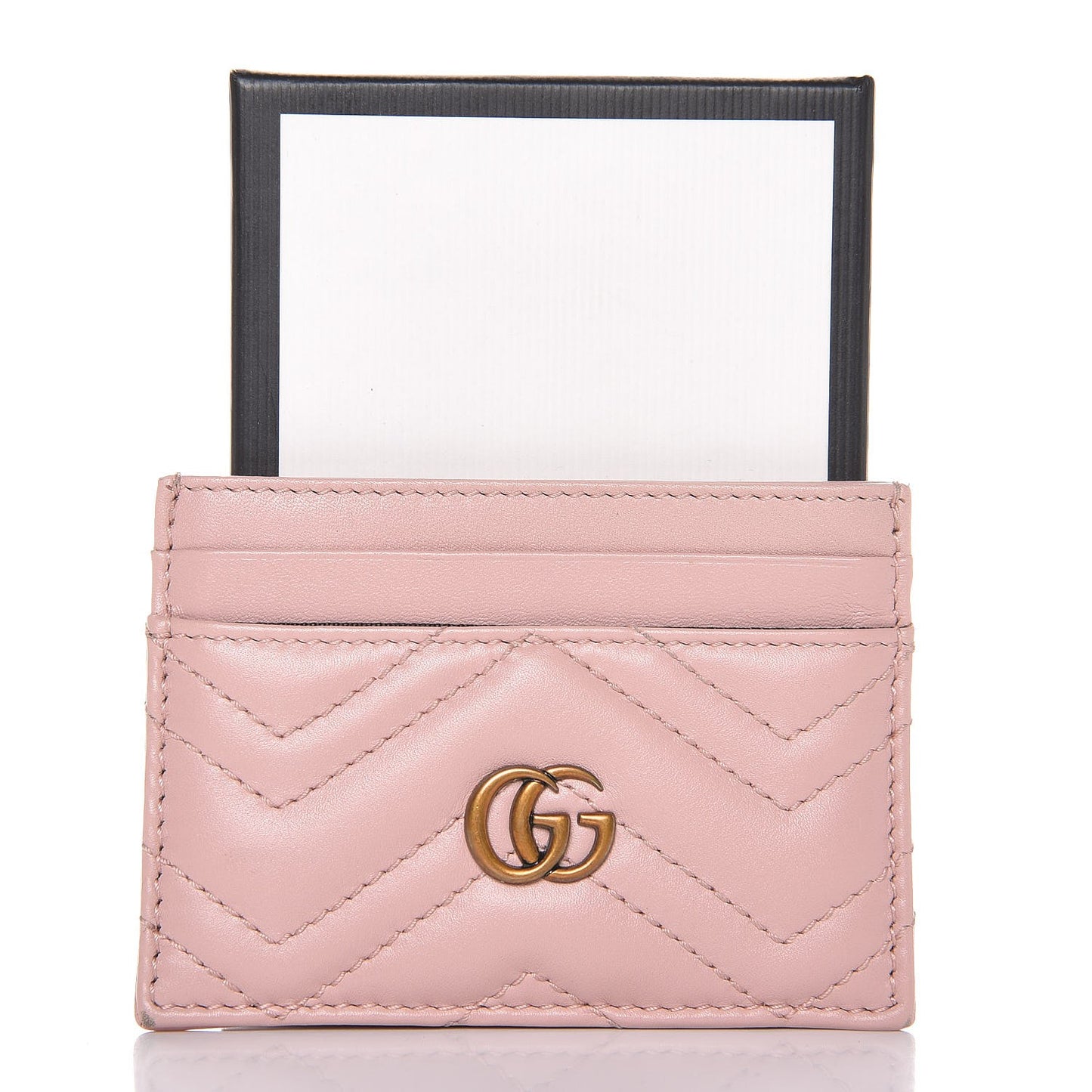 Calfskin Matelasse GG Marmont Card Holder Perfect Pink